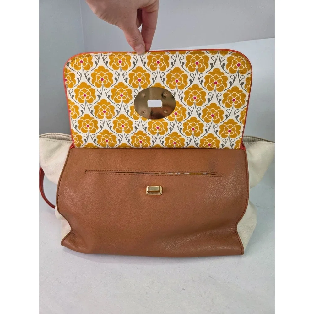 Emma Fox Women's Leather Satchel Shoulder‎ Bag Brown Orange Purse Handbag
